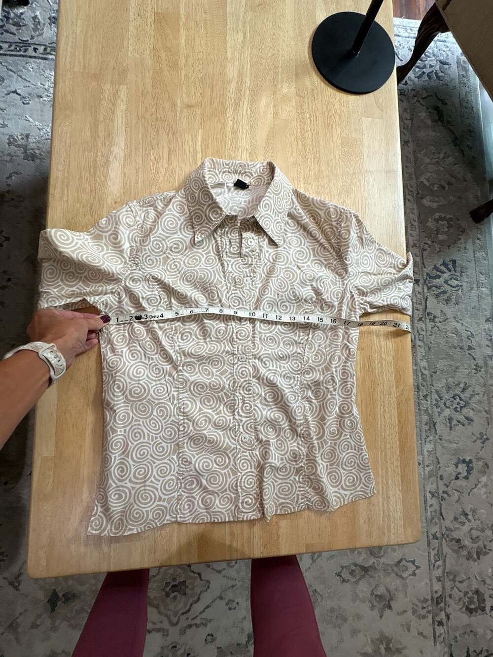 Preston & York Women's Beige Swirl Abstract Print Long Sleeve